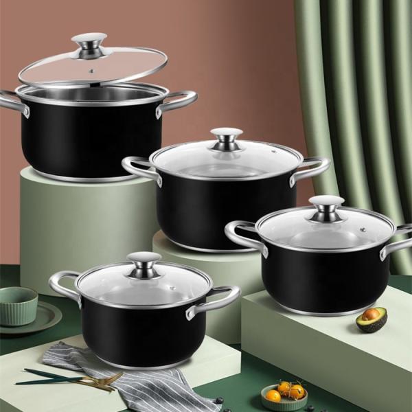 Restaurants 5pcs Stainless Steel Straight Pot Quality Kitchenware and Cookware