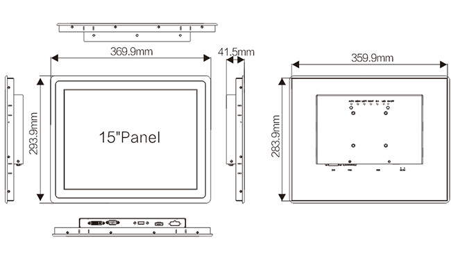 15" LCD USB/VGA/DVI IP65 Industrial Touch Monitors