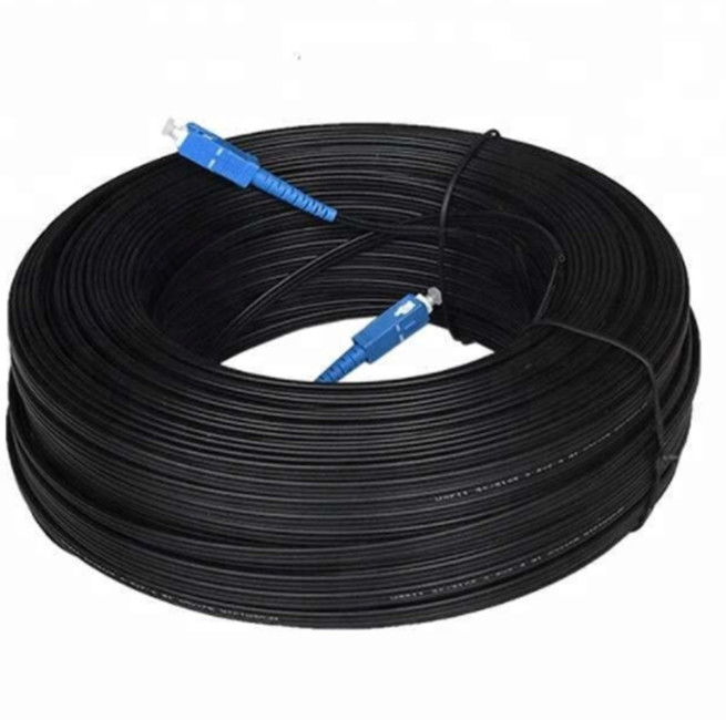 OEM 100m FTTH Drop Cable With LC SC FC ST Connector Outdoor Armored