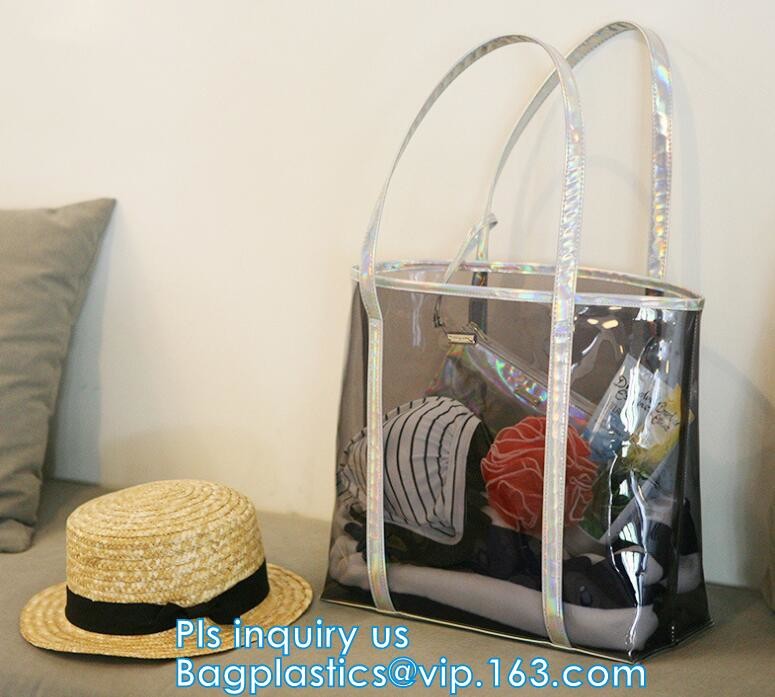 promotional PVC handle bag, Pocket Beach Shoulder Bags, Simple designed plastic beach bags, eco handle pvc blanket packi