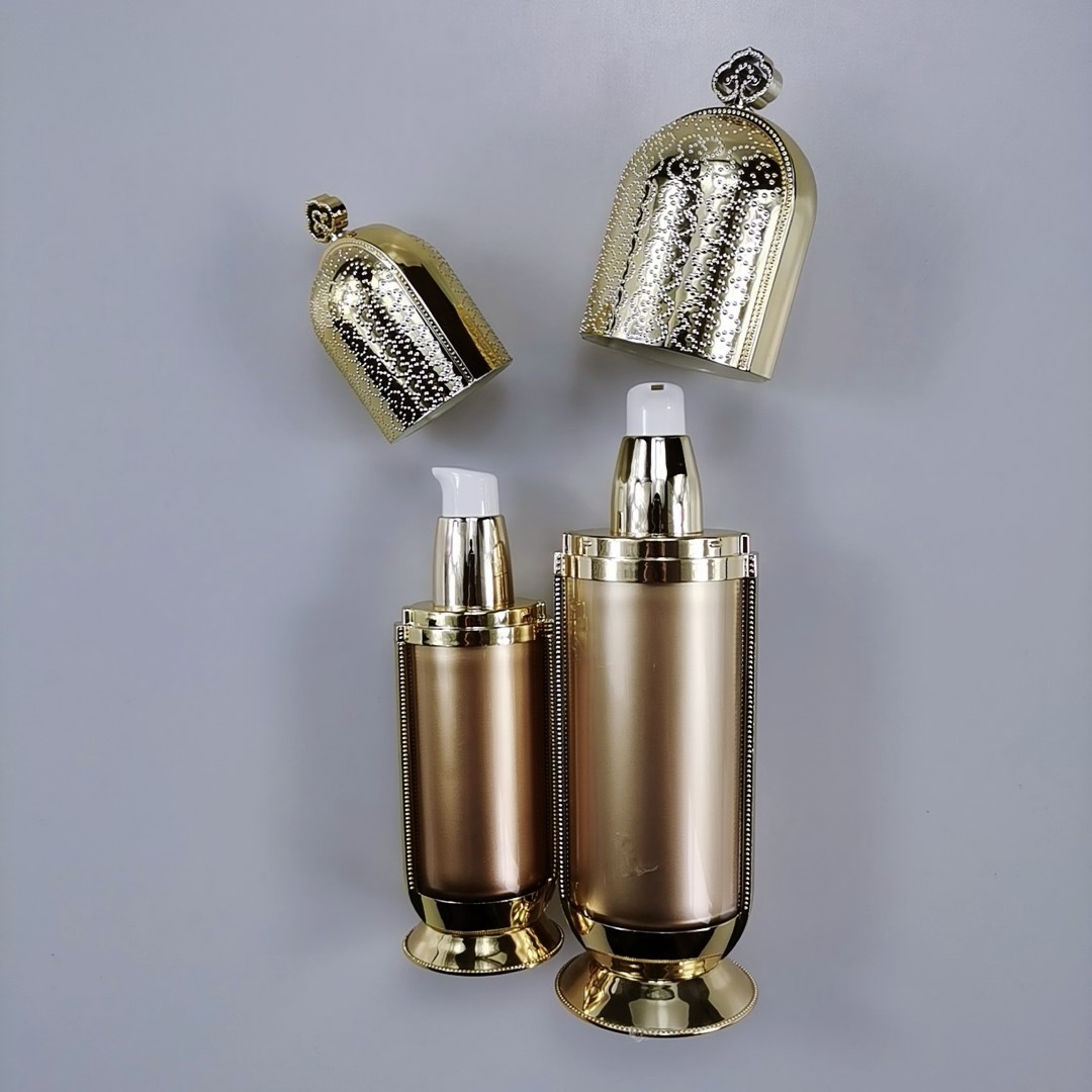 Acrylic Gold Crown Emulsion Bottle Cosmetic Packaging Bottle 50g 120g Luxury Acrylic