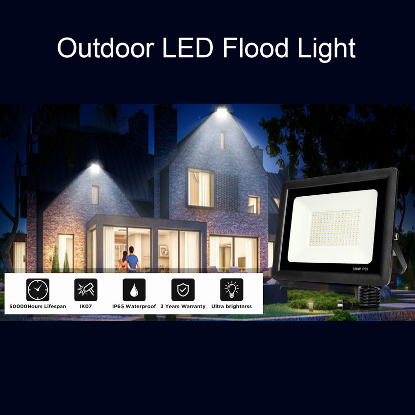 100W 9000 Lumen Outdoor LED Flood Light Fixtures 3000k 4000k Ip65 LED Flood Security Light