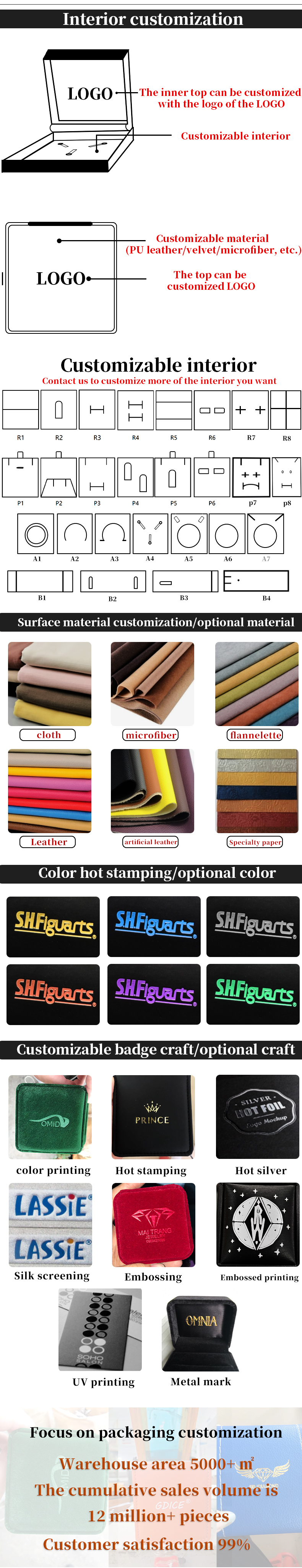 Thick Sponge Rectangle Style Luxury Packaging Velvet Jewelry Box for Necklace and Ring