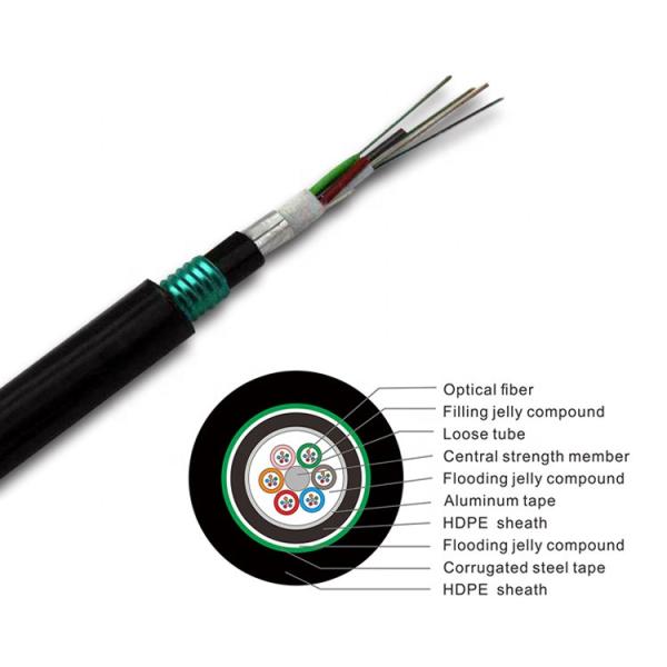 OEM GYTA53 Outdoor Fiber Optic Cable , Double Steel Aluminium Armored Fiber