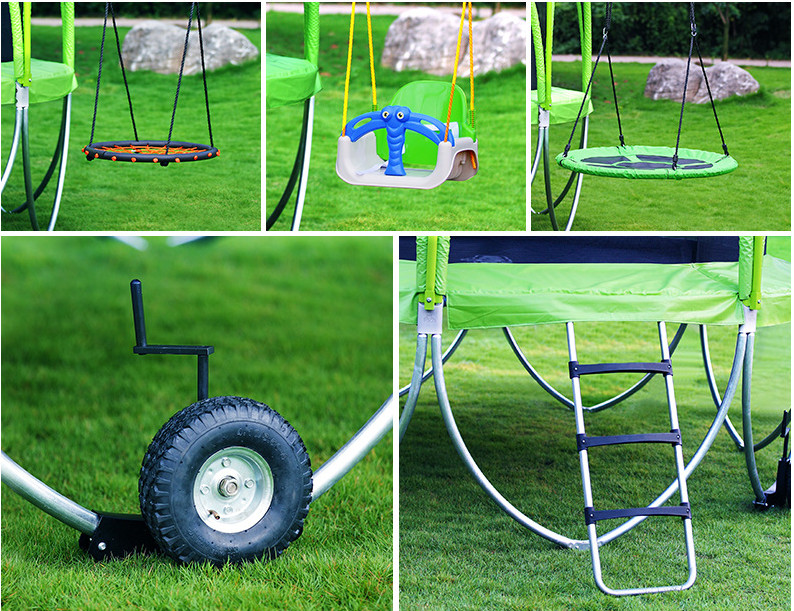 Kids Like Muliti-function Outdoor Fitness Trampoline with Swing and Crawling Ladder