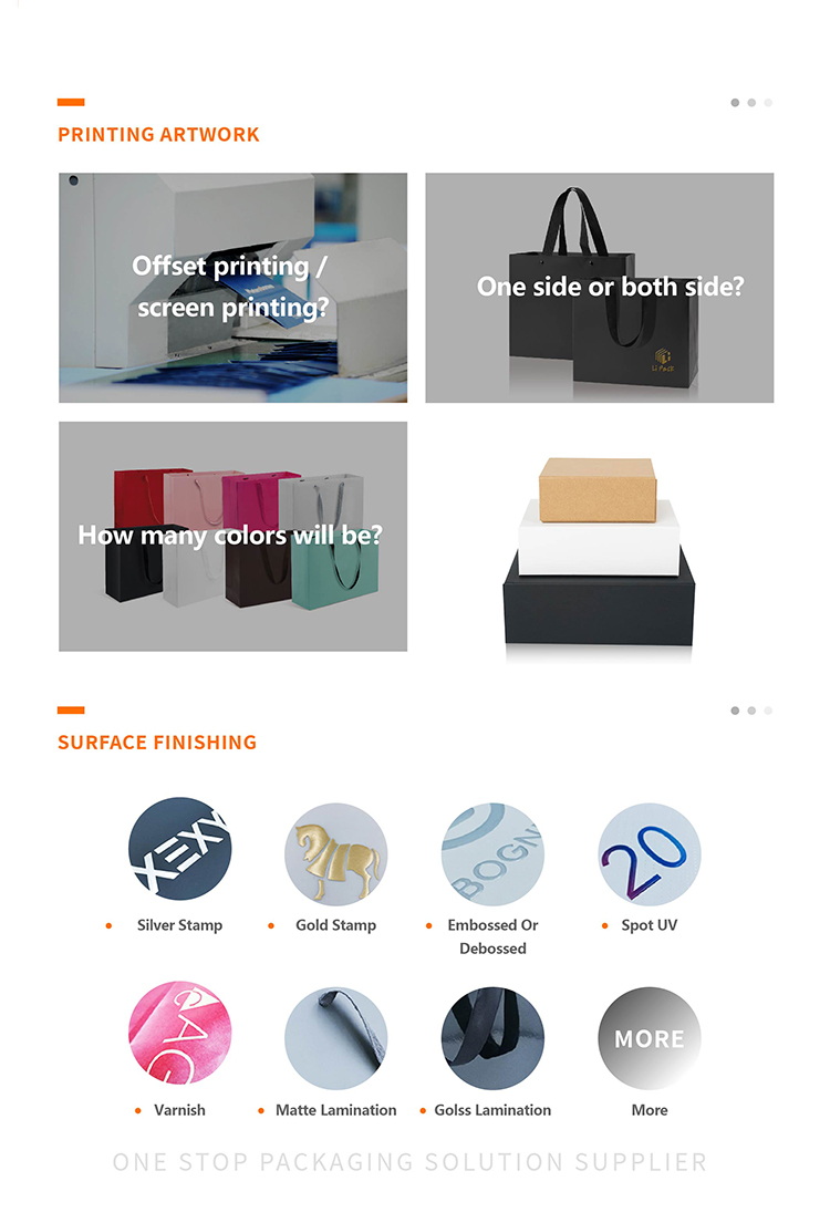 Offset Custom Printed Paper Bags Recyclable Ivory Board Paper