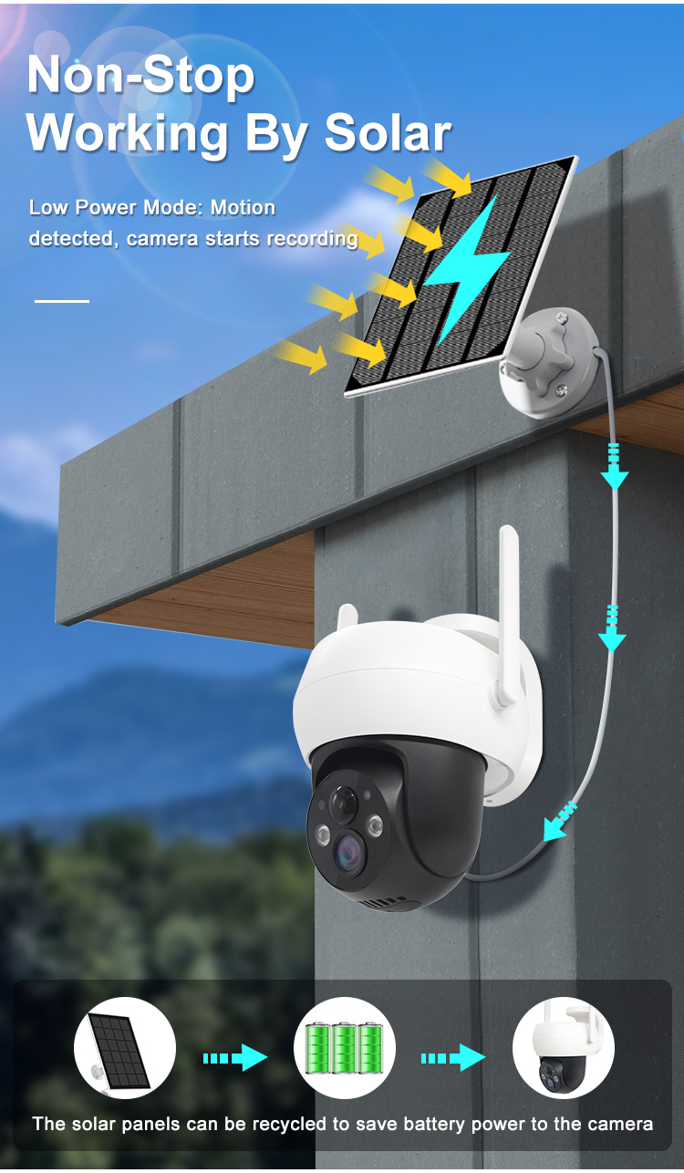 3MP Wifi Solar Camera 4MP Wireless Surveillance IP Camera With 9000mah Recharge Battery Security Video Camera Outdoor