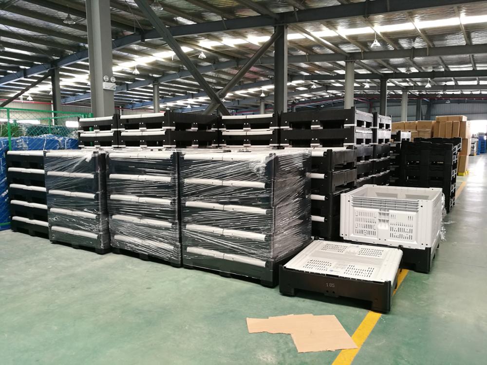 Customized logistic collapsible pallet box recyclable plastic folding shipping grid pallet box