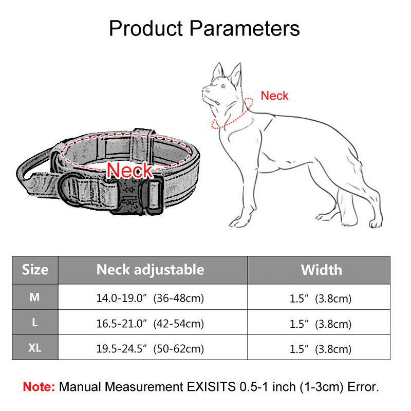 Personalized Custom Luxury Designer Nylon Metal Heavy Duty Training Pet Rope Large Dog Collar and Leash Set for Tactical K9s