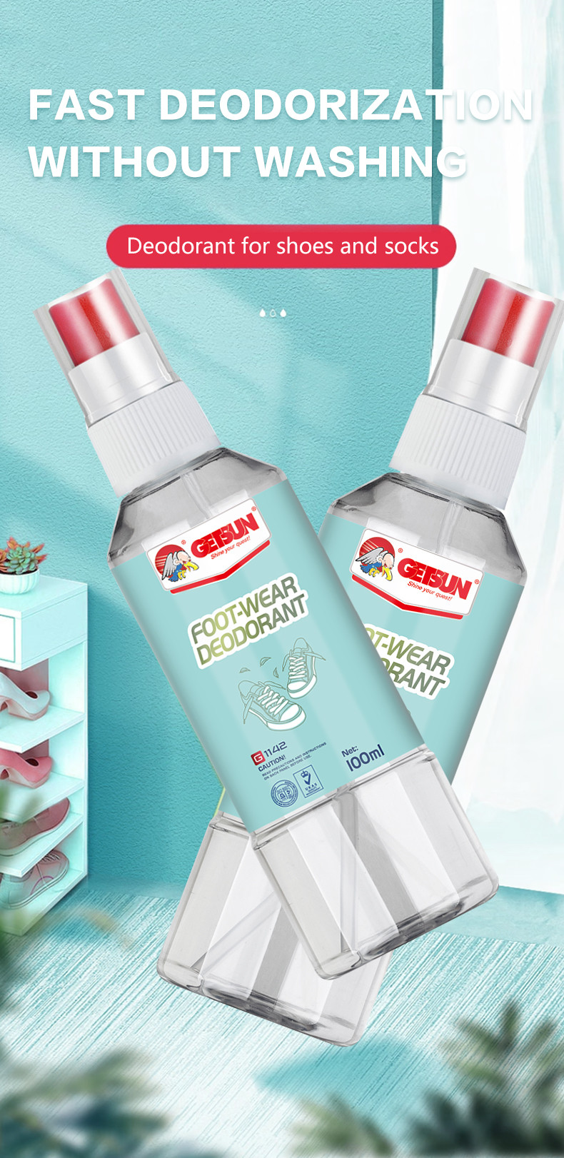 Antibacterial Foot And Shoe Deodorant Spray Smell Eliminator OEM
