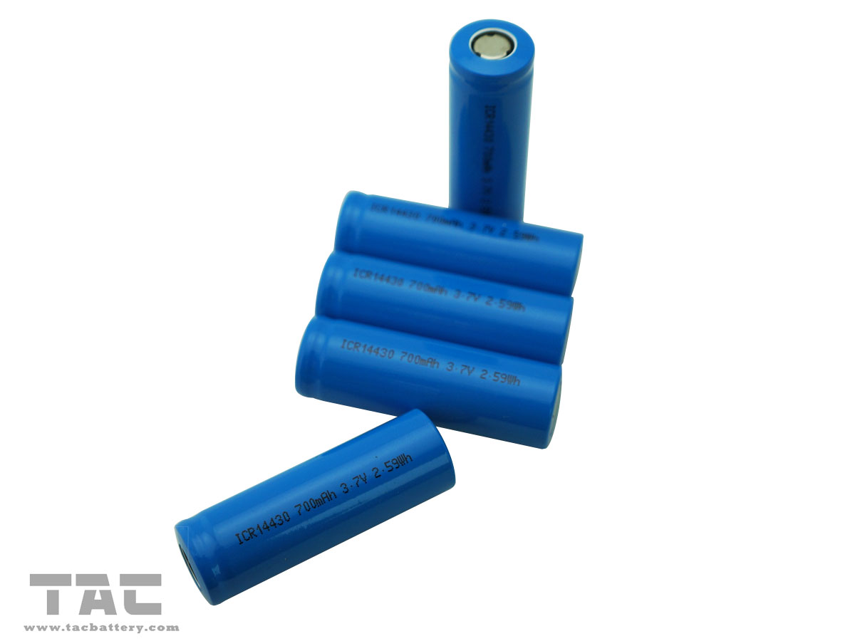 Rechargeable High energy density Lithium Ion Cylindrical battery LIR14430/ 700mAh 