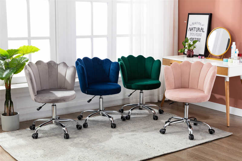 Tomile Curved Backrest Seashell Living Room Office Chair Silver Feet Base