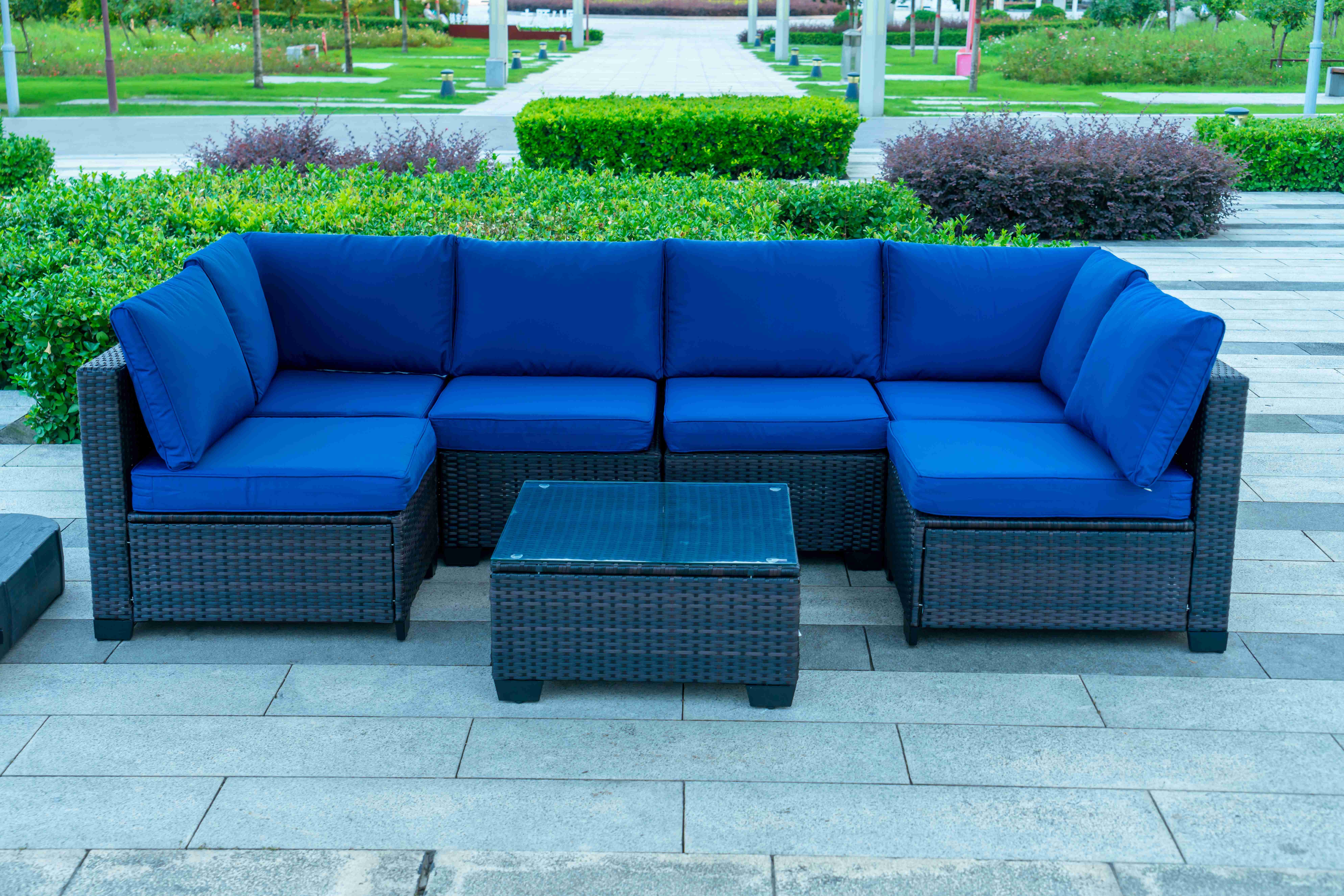Garden Sofa Set Outdoor Furniture Steel Modern Sofa Dining Residential Multifunctional Plastic Rattan Patio Luxury