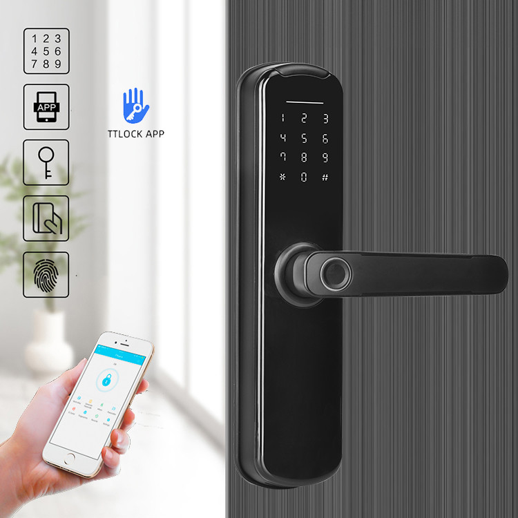 Keypad Fingerprint Intelligent Door Lock Tuya App WIFI DC6V For Home