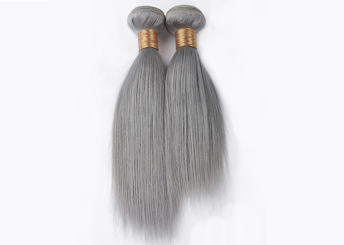 Silver Grey 100% Virgin Human Hair Extensions Double Machine Weft No Tangling