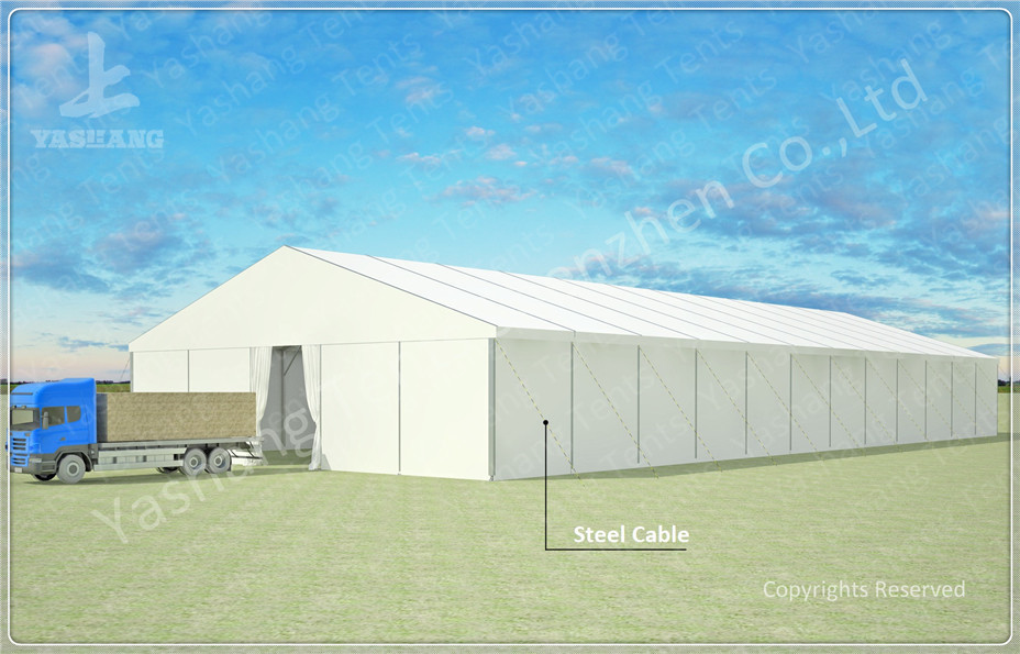 25x60 M Wind Resistant Temporary Industrial Storage Buildings With Suspension Cables