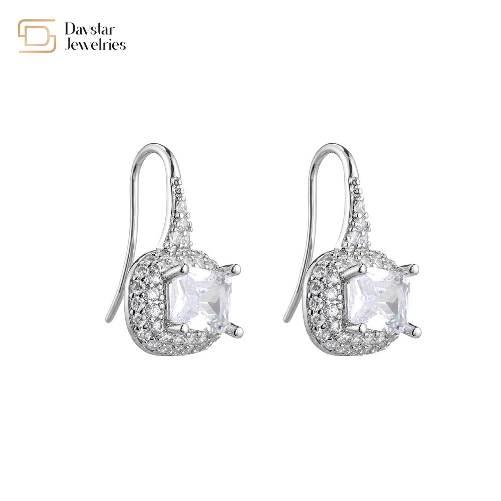 Geometric Cubic Zirconia Ear Buckle 18k Gold Plated Diamond Earrings Women Jewelry