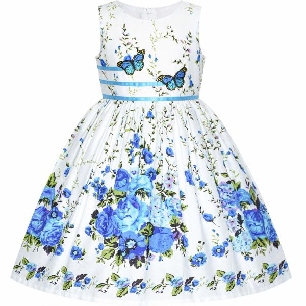 Kid Girls Dress Rose Flower Double Bow Tie Party Sundress Summer Children'S