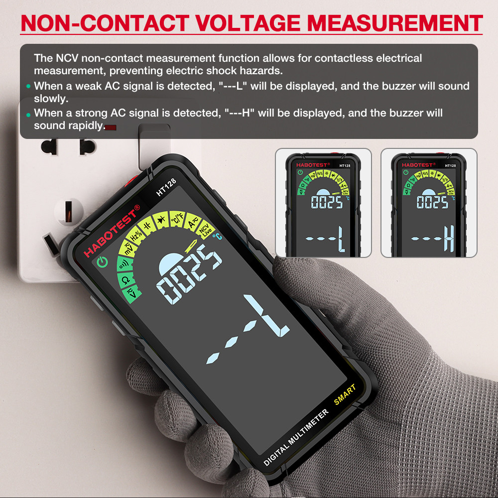 HT128 Digital Multimeter 6000 Counts Smart Measurement Auto-Ranging Voltmeter Tester AC/DC Capactiance Measures