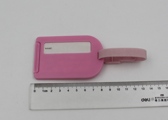 Hotel PS Plastic Luggage Bag Tags With Rubber Loop For Promotional Gifts