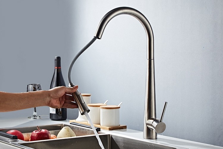 Mixer Stainless Steel Kitchen Faucet Hot Cold Gold Pull Out
