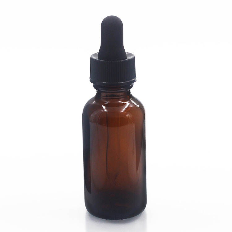OEM Amber Boston Round Glass Bottles 30ml Amber Dropper Bottles