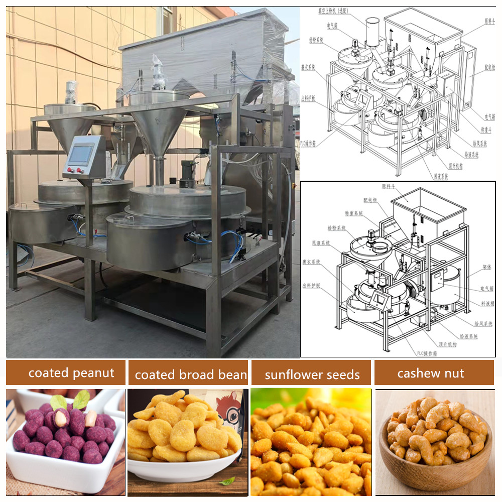 PLC Control Automatic Almond Burger Making Machine Cashew Nuts Coating Machine
