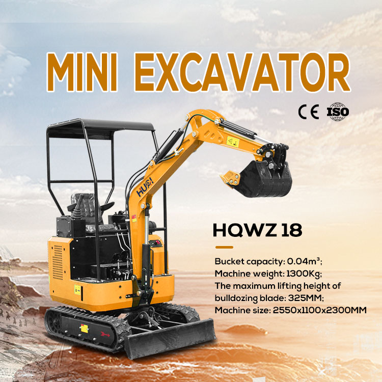 1.8 ton Mini Small Crawler Excavator with 1100mm Track Gauge at Mini Excavator Prices