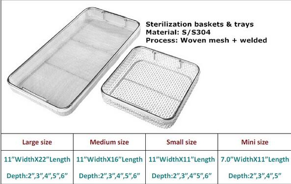 Medical Grade Stainless Steel Mesh Tray With Drop Handles For Washing Or Sterilization