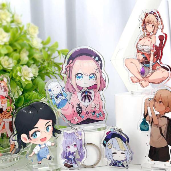 Transparent Acrylic Keychain With Metal Ring Cartoon character Durable Silk