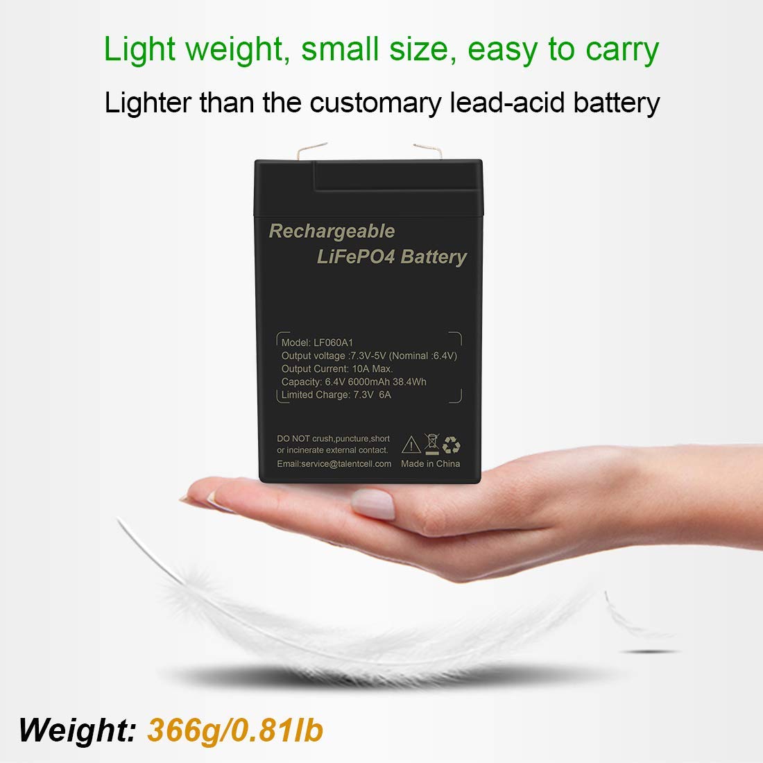 6.4V 4.5Ah 6v 5Ah Deep Cycle LiFePO4 Battery Rechargeable Lighting
