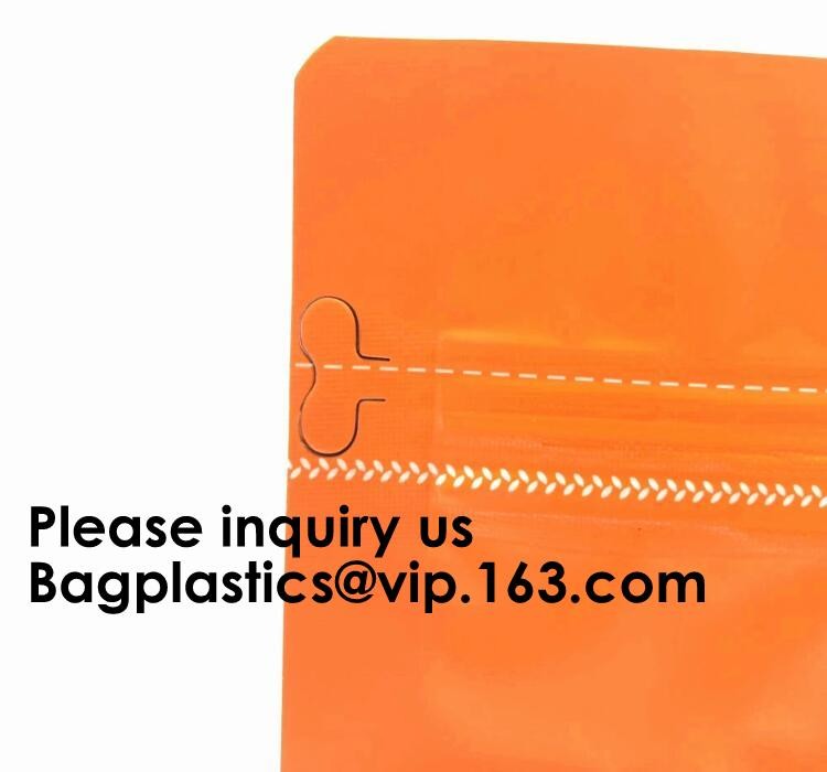Semi-Clear Window Hang-Hole Stand-Up Zip lockk Pouch,Aluminum Packaging Bags Laser Zip lockk Stand up Resealable Pouches wit