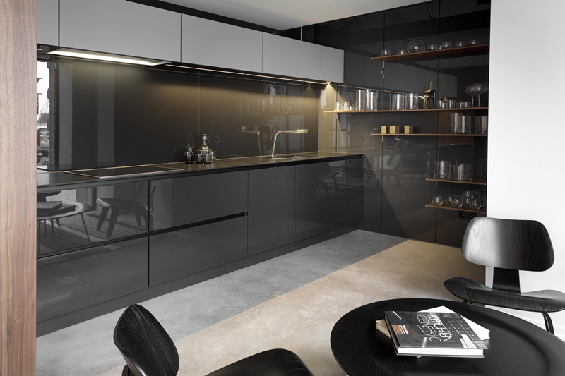 Villa/Apartment Kitchen Cabinet with Islands Modern Style Wooden Luxury Glossy Design