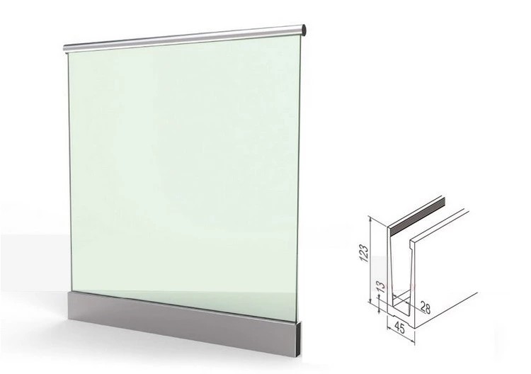 Indoor Outdoor 10mm Thick Frameless Glass Balcony Aluminum Balustrade