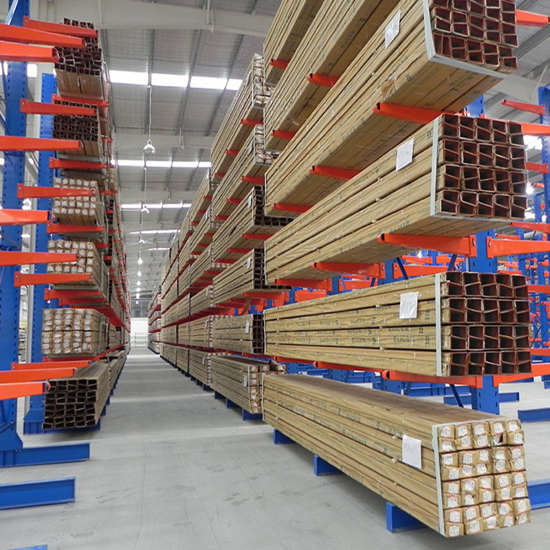 Durable powder coated steel cantilever lumber storage rack