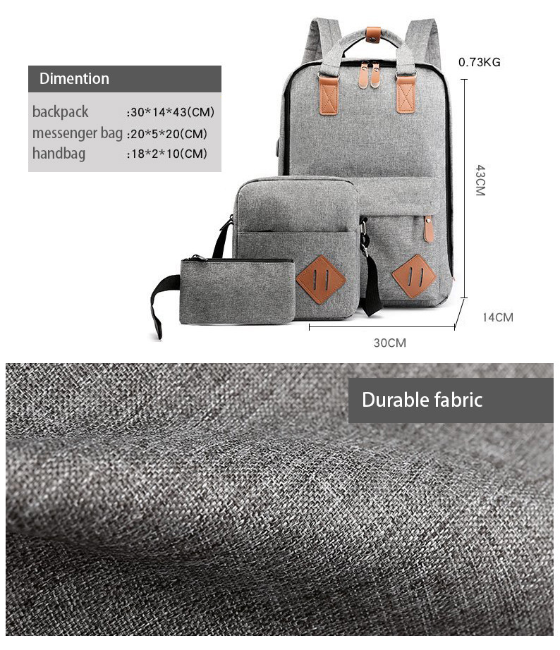 Grey Business Backpack Sets 43cm Usb Charging 3 In 1 Backpack ISO
