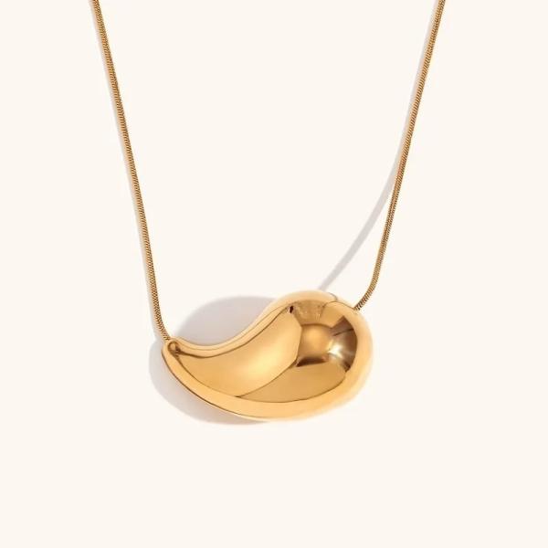 Customized 18K Gold Teardrop Necklace 45+5cm Brass Teardrop Necklace