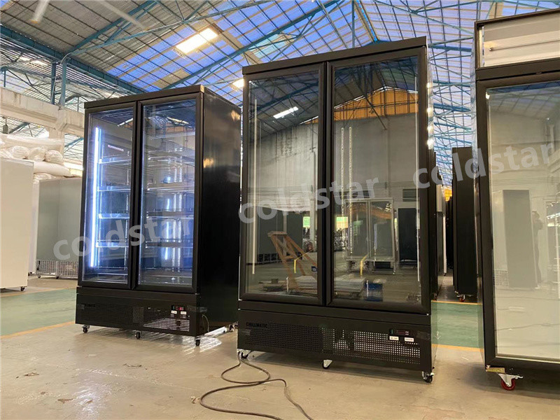 Double Door Vertical Refrigerator Showcase Energy Drink Cold Storage Display Fridge