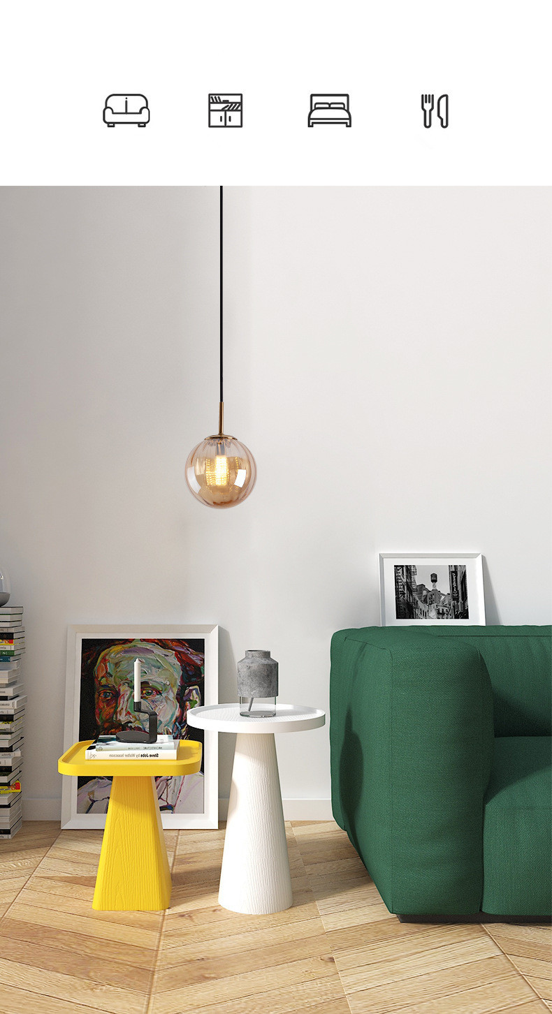 15CM Colorful Decorative Kid Room Glass Nordic Pendant Light