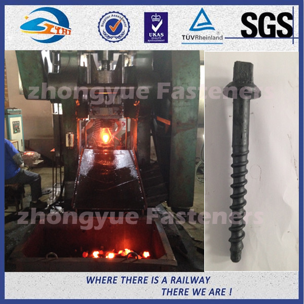 Material 45# Railway Custom Railroad Track Spikes , Threaded Screw Spike