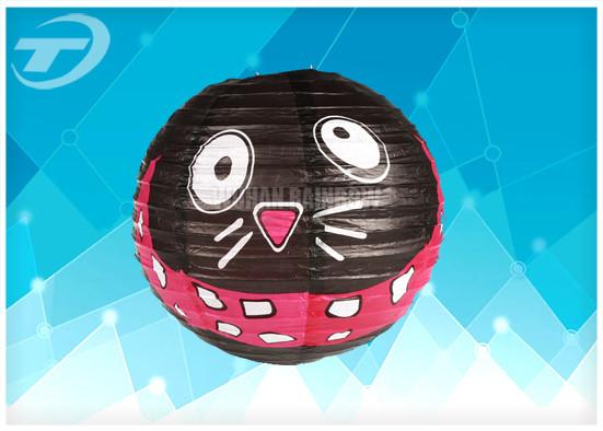 Quality Cute Cat Decorative Hanging Lanterns / Beautiful Round Paper Lanterns for sale
