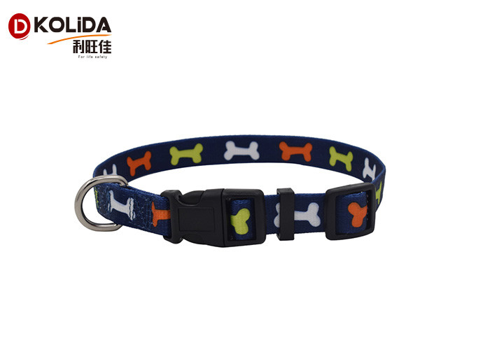 Eco - Friendly Nylon Reflective Black / Red Dog Collar And Leash Size S / M / L