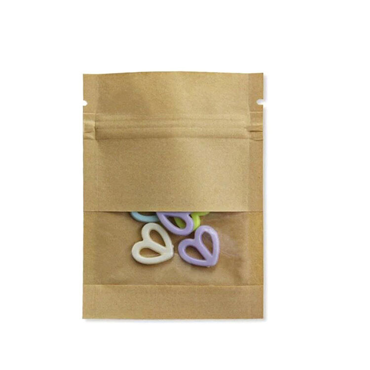 Brown / White Kraft Paper k Bag With Window Food Earring Jewelry Packaging
