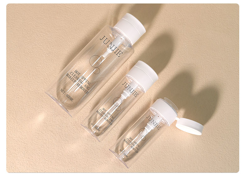 PET Cosmetic Bottle 100ml 120ml 400ml Makeup Remover Bottle With Round Flat Top