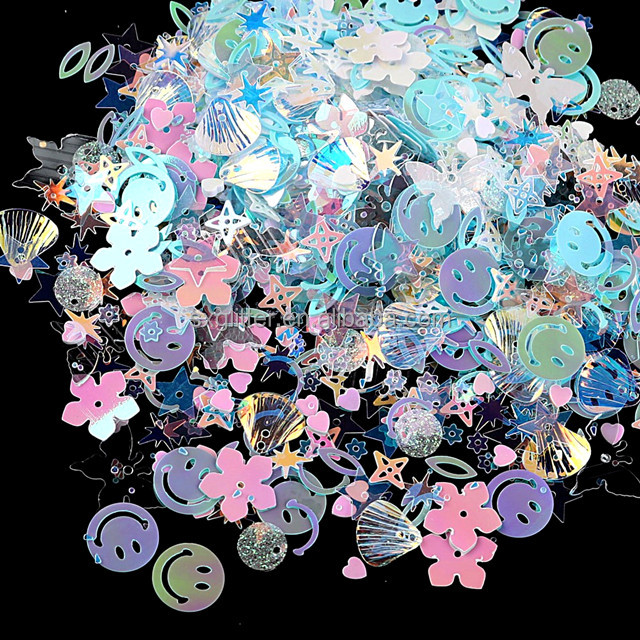 Ecofriendly Customized Color Mermaid Dress with Glitter Sequins and Star Embroidery Fabric in Customizable PET Cloth