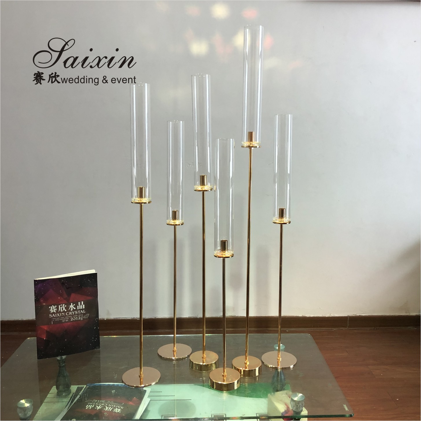 ZT-418G wedding decoration accessories single gold brass candlestick holder