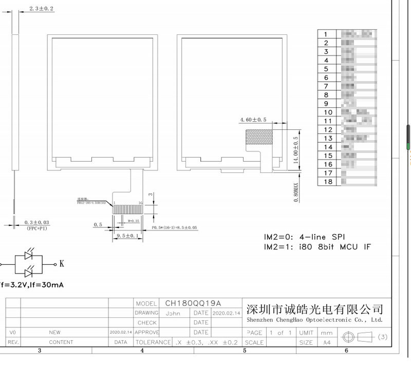 1.8inch Colour LCD Module 128*160 Dots With 4line SPI Interface