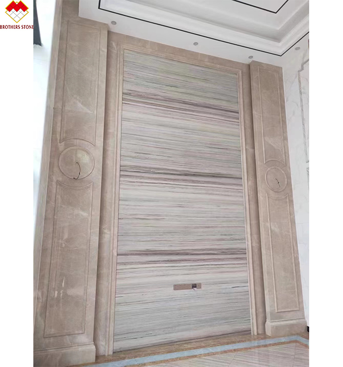 Wooden Veins White Marble Staircase LED Customized Size Step Tiles for Straight Stair