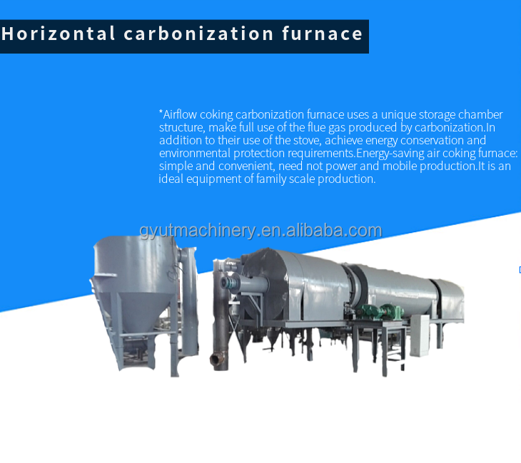 Smokeless Wood Sawdust Biomass Charcoal Coal Air Flow Continuous Carbonization Furnace