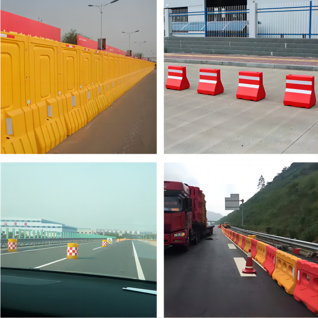Safety Temporary PE Plastic Road Barriers For Roadway Safety 1300X650X200X400mm